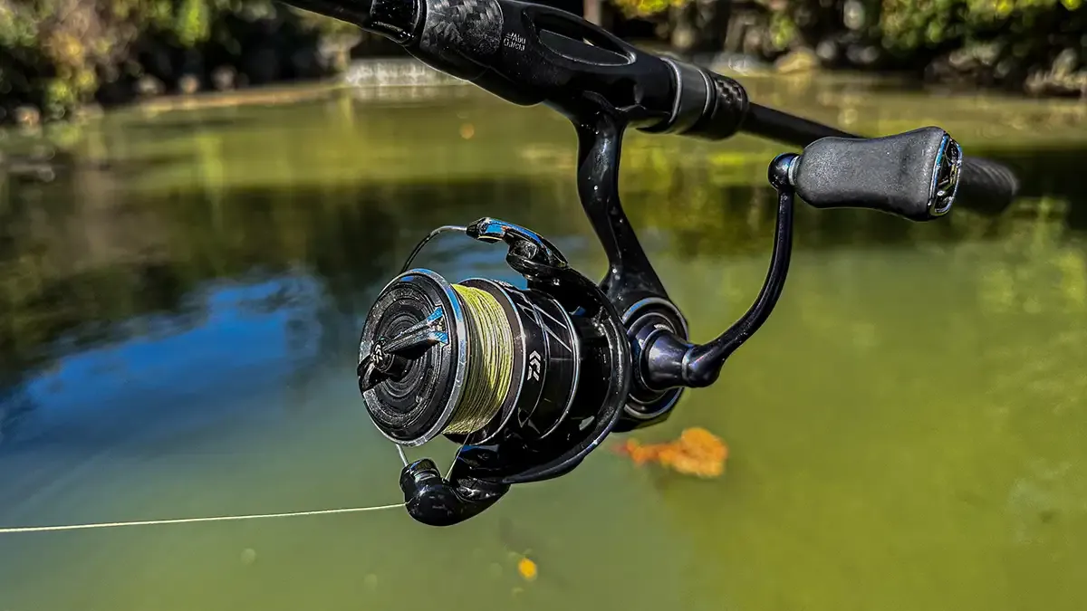 Close-up of the Daiwa Tatula LT, showing its lightweight "Light & Tough" frame