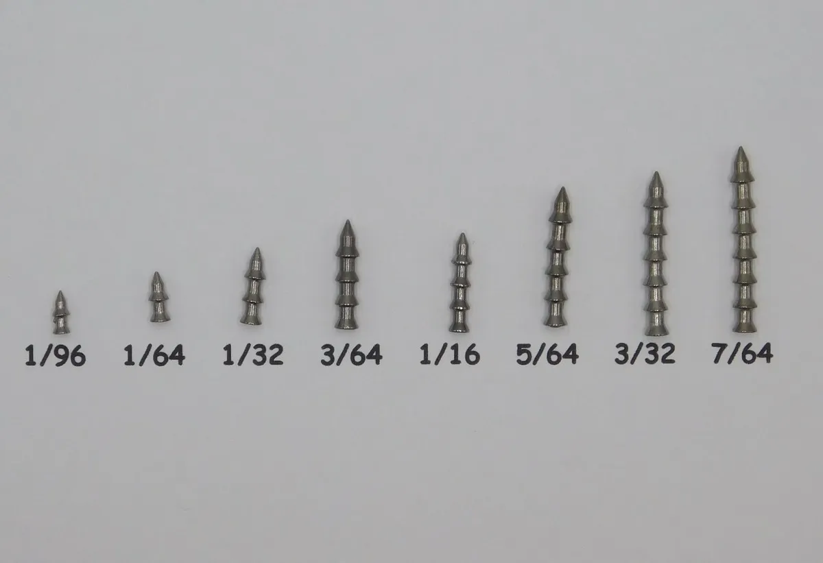 different size of tungsten nail weights
