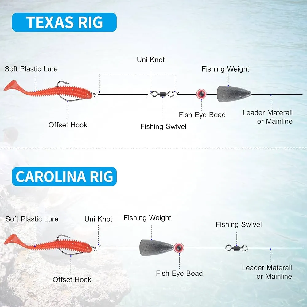 the different between texas rig vs carolina rig