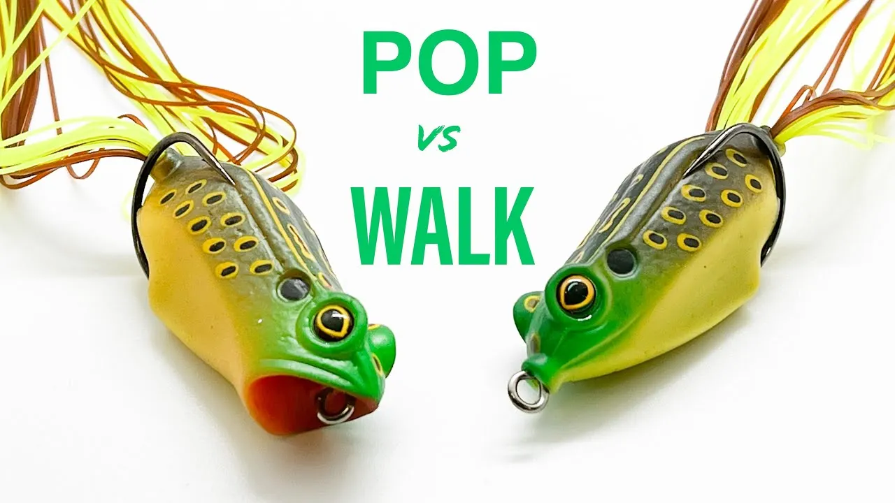 a walking frog next to a popping frog for comparison